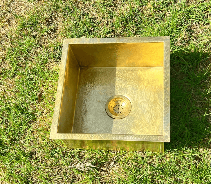 Rustic Hammered Brass Undermount Sink – Versatile for Kitchen, Bar, and Outdoor Spaces / square