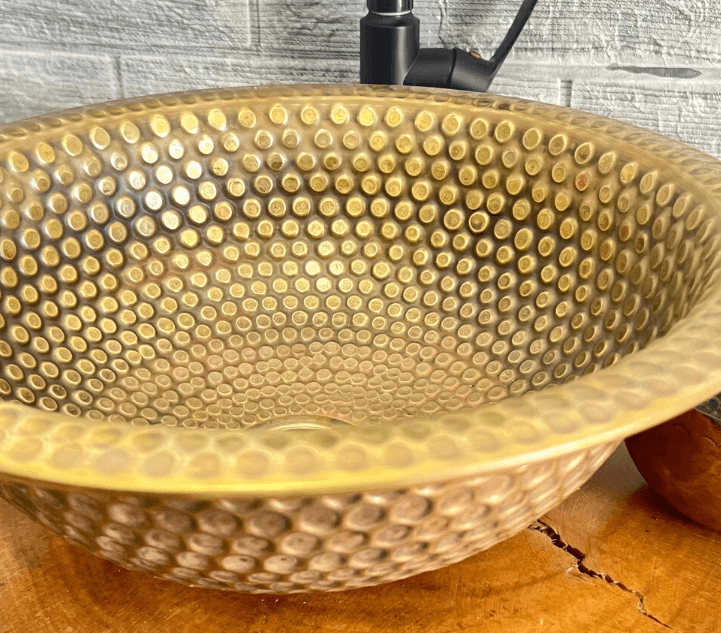 Engraved Vessel brass Bathroom Sink With Antique Design, Hand Hammered Vessel, / sink cell
