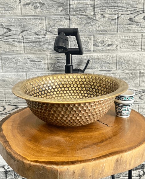 Engraved Vessel brass Bathroom Sink With Antique Design, Hand Hammered Vessel, / sink cell