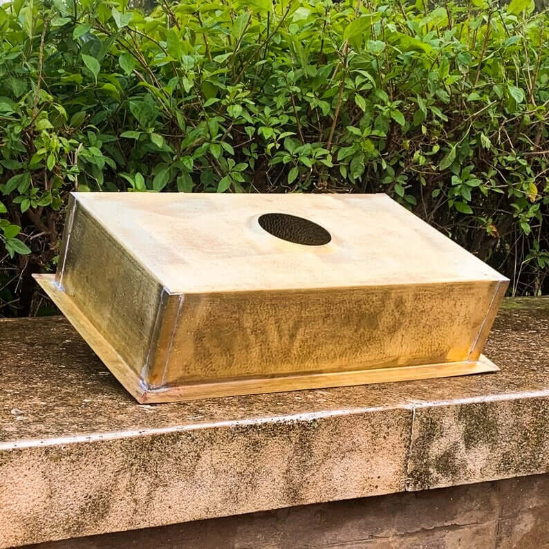 Golden brass over counter sink, handmade Moroccan design, featuring a stylish rectangular shape.