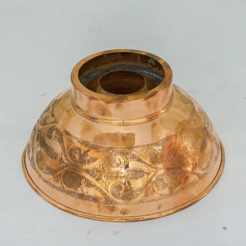 Engraved Compact Vessel Sink, Copper Bowl Sink, Copper Washbasin, Bathroom Basin Sink