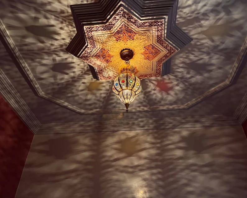 Colorful Handmade Pendant Light - Moroccan Copper Brass and Glass lampshade - hanging pendant Moroccan Lamp, small chandelier