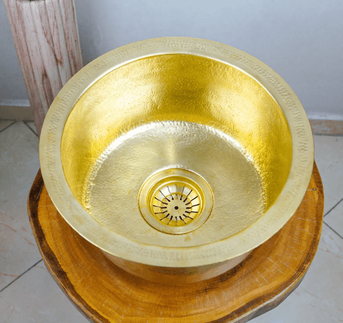 Handcrafted Luxury: Custom 12'' Brass Bar Sink – Timeless Elegance for Your Space / round