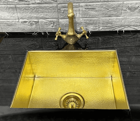 Custom Handcrafted Brass Moroccan Sink 16x16 Hammered Basin with Drain Strainer Included / square