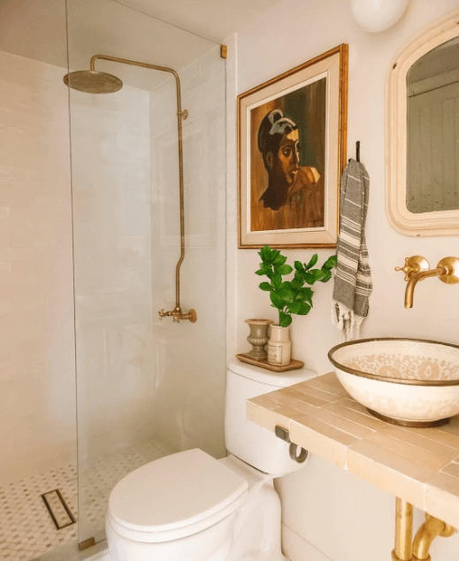 Unlacquered Brass Exposed Shower System, Solid Brass Outdoor Shower, Brass Showerhead / shower