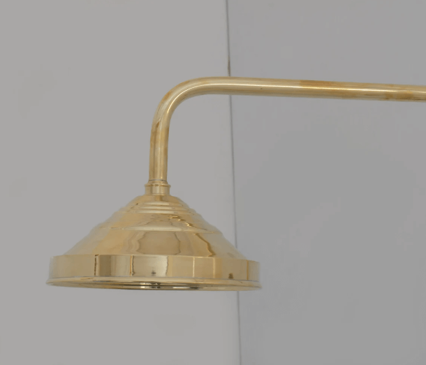 Unlacquered Brass Exposed Shower System, Solid Brass Outdoor Shower, Brass Showerhead / shower