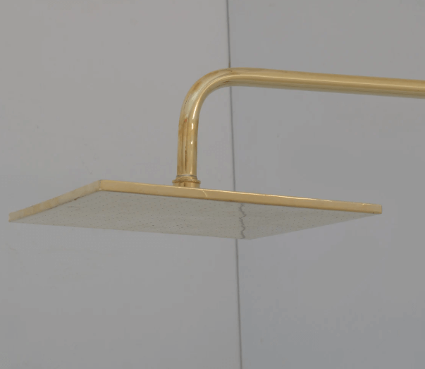Unlacquered Brass Exposed Shower System, Solid Brass Outdoor Shower, Brass Showerhead / shower