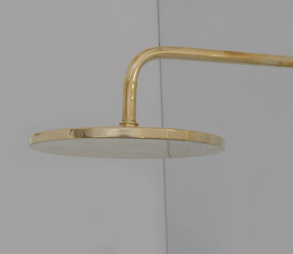 Unlacquered Brass Exposed Shower System, Solid Brass Outdoor Shower, Brass Showerhead / shower