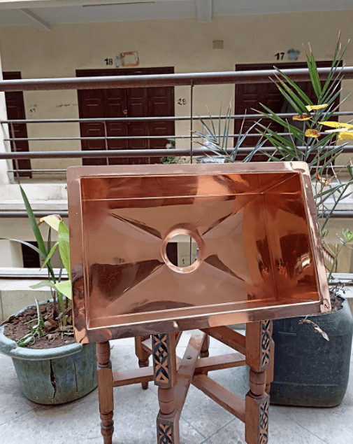 Moroccan Hammered Antique Copper Bar Sink style – Square Drop-In Unlacquered Kitchen Prep Sink / red copper basins
