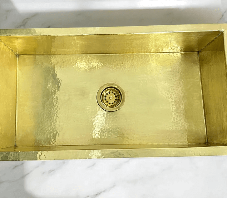Solid Brass Undermount Sink – Rectangle Farmhouse Sink for Kitchen, Bar, Island, or Outdoor Use – Handmade Kitchen Sink / rectangular