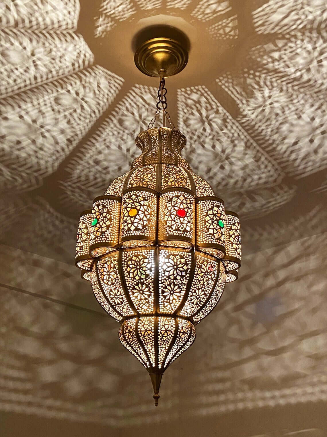 Luxury handmade Moroccan pendant lampshade, Moroccan pendant chandelier, ceiling light, new home lighting decor / COLORED CHANDELIERS