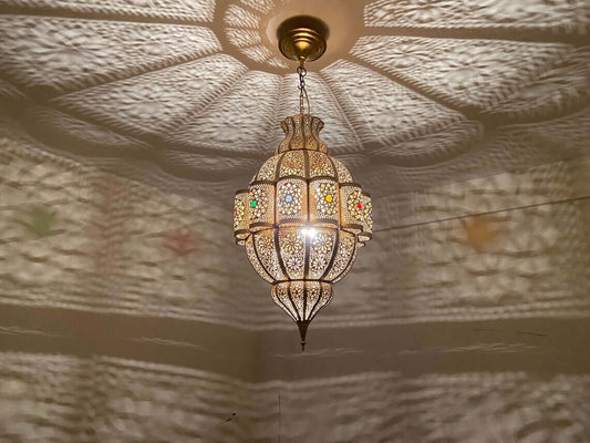 Luxury handmade Moroccan pendant lampshade, Moroccan pendant chandelier, ceiling light, new home lighting decor / COLORED CHANDELIERS