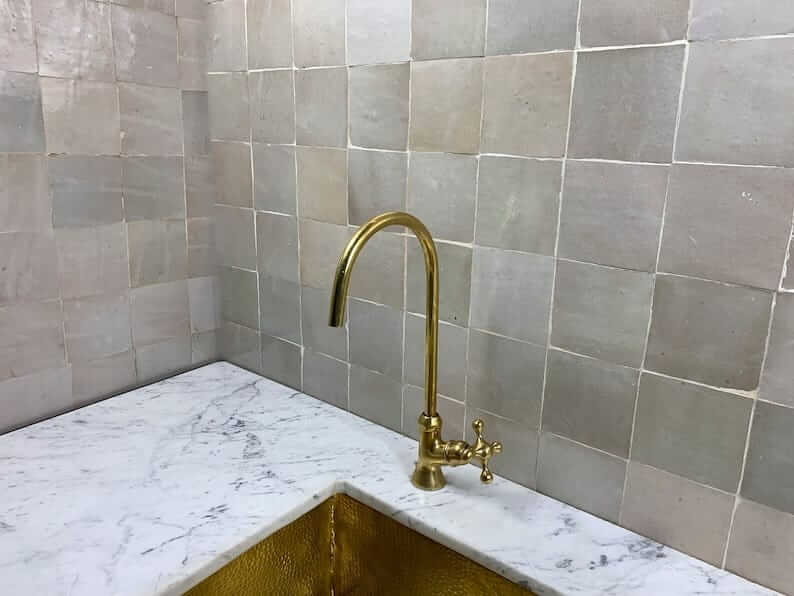Unlacquered Brass Kitchen Faucet - Elegant & Durable / BATHROOM FAUCETS,Brass,Durable,Elegant Design,Kitchen Faucet,Unlacquered