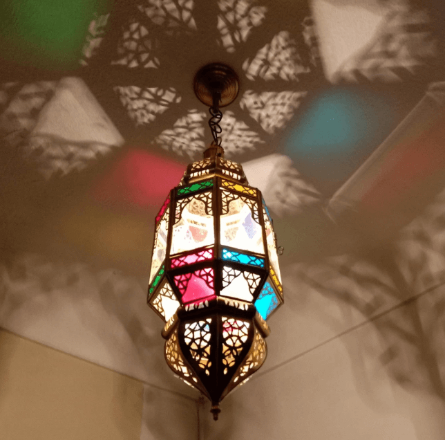 Brass & Glass Pendant light Morocco, Glass Pendant Light, Glass Morocco Lamp,Hanging Lamp,Glass Ceiling Light Fixture Fan / COLORED CHANDELIERS