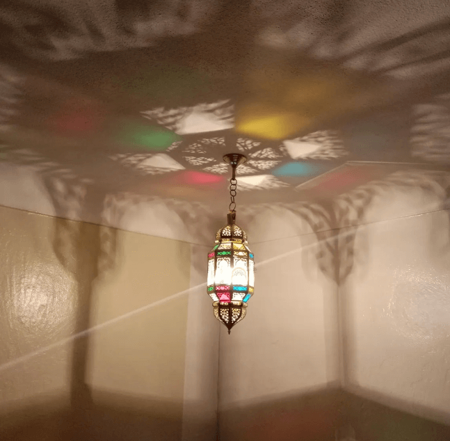 Brass & Glass Pendant light Morocco, Glass Pendant Light, Glass Morocco Lamp,Hanging Lamp,Glass Ceiling Light Fixture Fan / COLORED CHANDELIERS