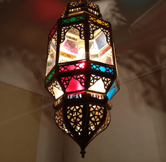 Brass & Glass Pendant light Morocco, Glass Pendant Light, Glass Morocco Lamp,Hanging Lamp,Glass Ceiling Light Fixture Fan / COLORED CHANDELIERS