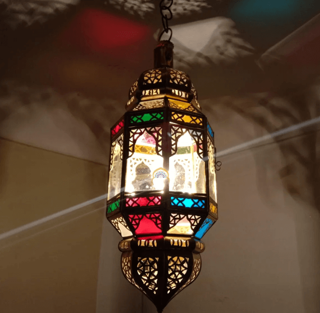 Brass & Glass Pendant light Morocco, Glass Pendant Light, Glass Morocco Lamp,Hanging Lamp,Glass Ceiling Light Fixture Fan / COLORED CHANDELIERS