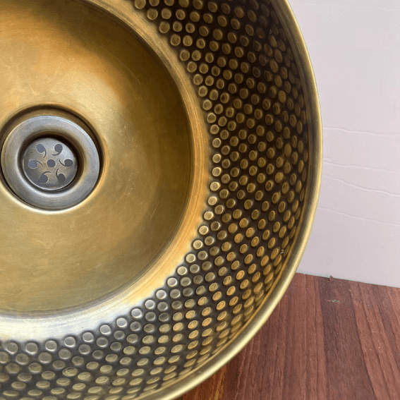 14"x6" inch Modern Custom Made Brushed Brass bathroom sink, Vessel Copper Sink, Copper Drain Included / sink cell