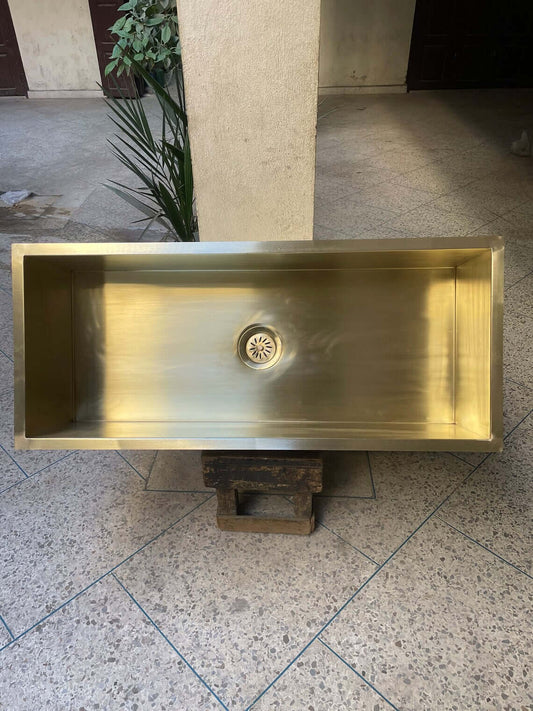 Custom Brass Kitchen Sink 32/18/10 Inch / rectangular