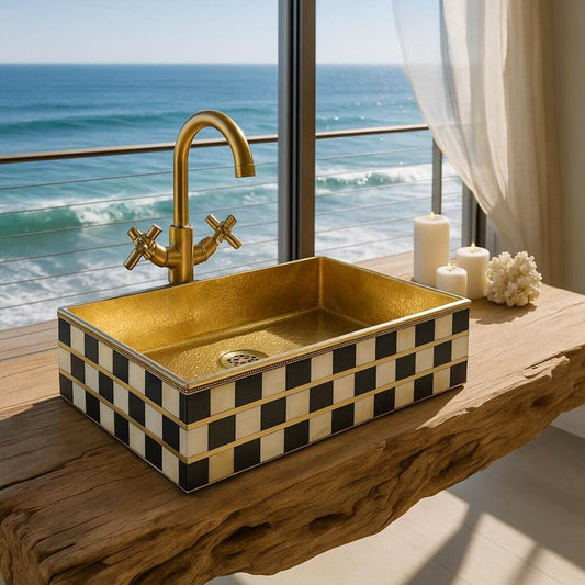 Bone Resin Basin – Handmade Inlay Vanity Sink/bone