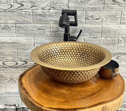 Engraved Vessel brass Bathroom Sink With Antique Design, Hand Hammered Vessel, / sink cell