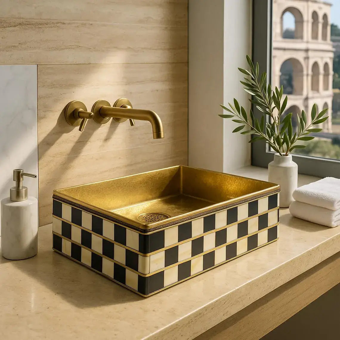 Bone Resin Basin – Handmade Inlay Vanity Sink/bone