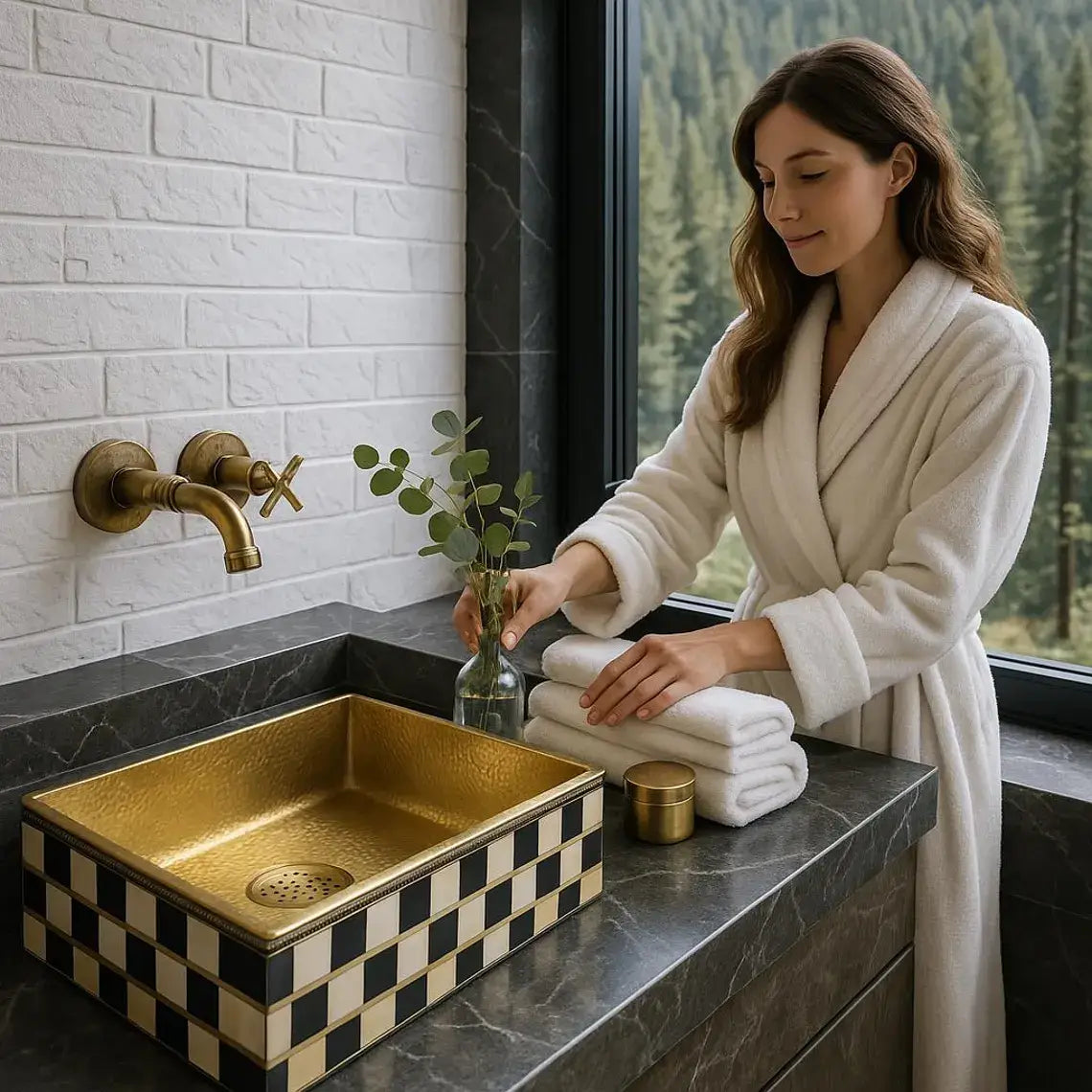 Bone Resin Basin – Handmade Inlay Vanity Sink/bone