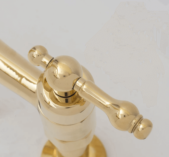 vintage 8" unlacquered brass bridge faucet, kitchen sink faucet, lever handles / FAUCET