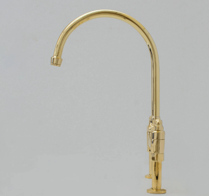 vintage 8" unlacquered brass bridge faucet, kitchen sink faucet, lever handles / FAUCET