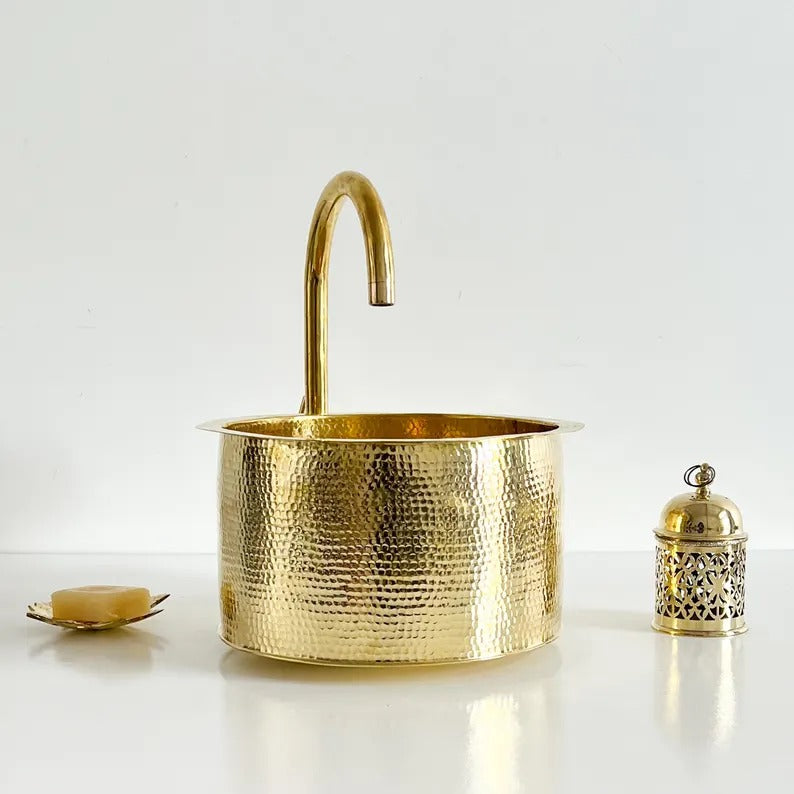 Single Bar Brass Sink for your Bathroom, Brass Handmade Moroccan Sink, Over counter Bathroom Sink,