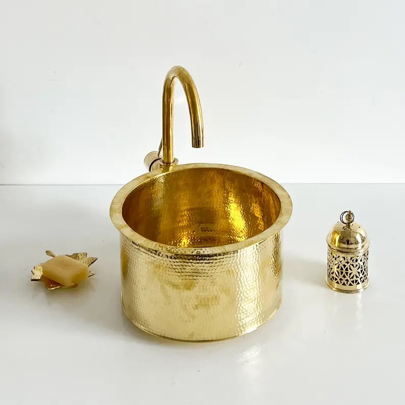 Single Bar Brass Sink for your Bathroom, Brass Handmade Moroccan Sink, Over counter Bathroom Sink,