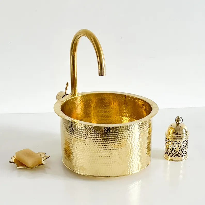 Single Bar Brass Sink for your Bathroom, Brass Handmade Moroccan Sink, Over counter Bathroom Sink,