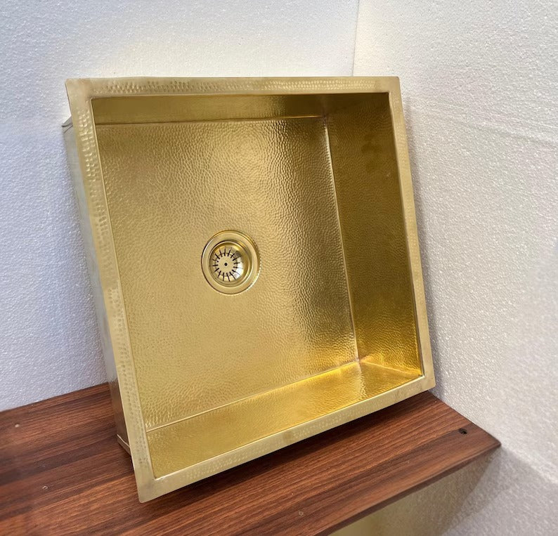 Luxury handmade hammered brass sink for kitchen Bar Sink, Island Sink, Outdoor Sink, The drain for free