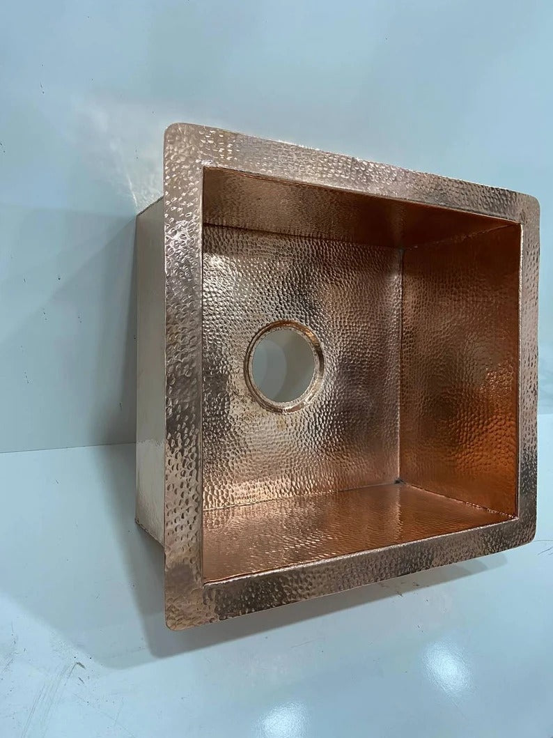 Handcrafted Solid Copper Kitchen Sink - Customizable Hand Hammered or Smooth Finish, Undermount And Unlacquered