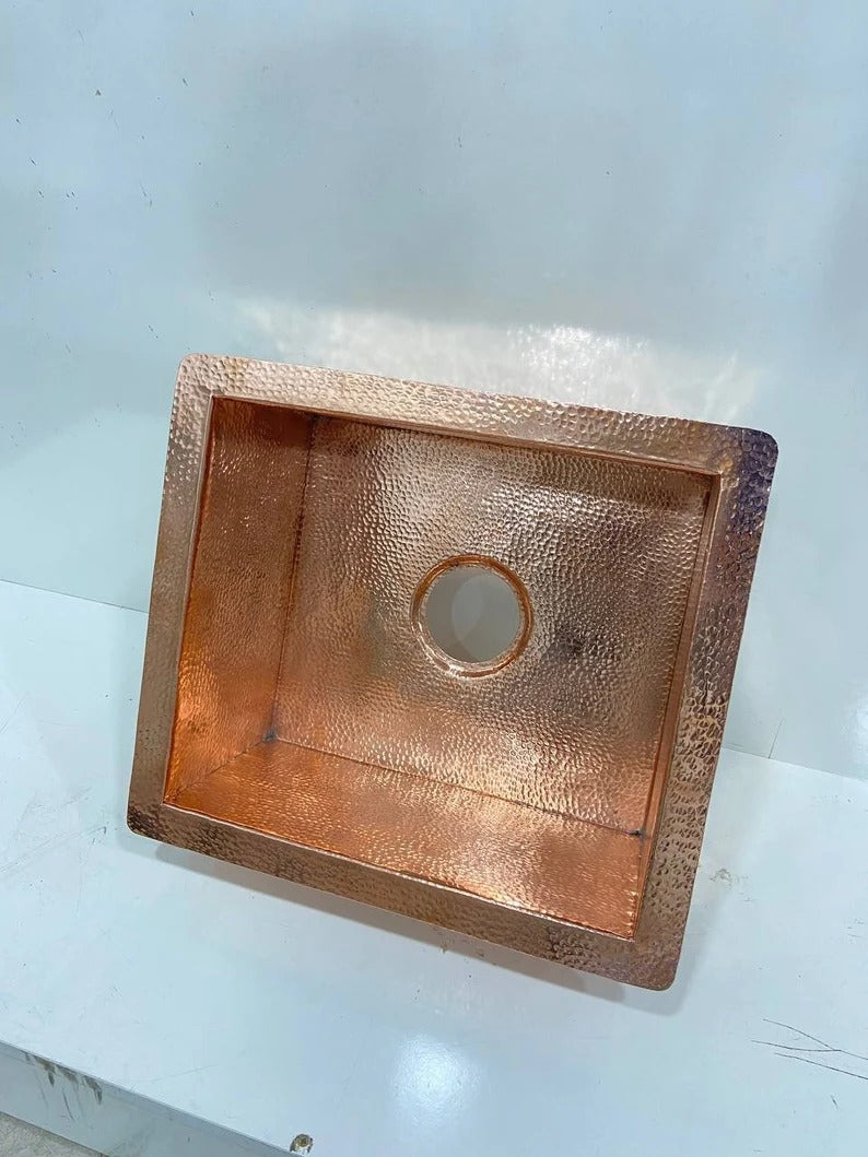 Handcrafted Solid Copper Kitchen Sink - Customizable Hand Hammered or Smooth Finish, Undermount And Unlacquered