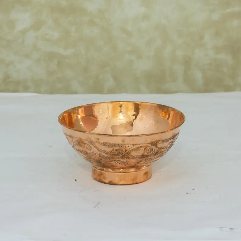 Engraved Compact Vessel Sink, Copper Bowl Sink, Copper Washbasin, Bathroom Basin Sink