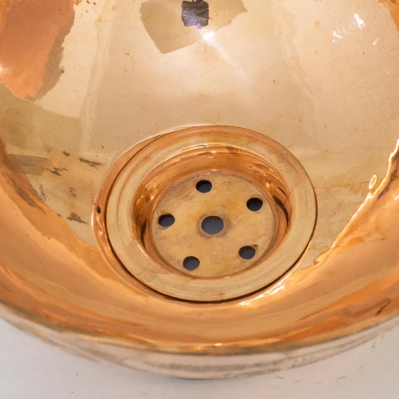 Engraved Compact Vessel Sink, Copper Bowl Sink, Copper Washbasin, Bathroom Basin Sink