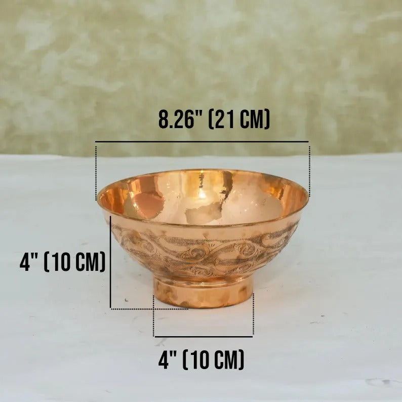 Engraved Compact Vessel Sink, Copper Bowl Sink, Copper Washbasin, Bathroom Basin Sink
