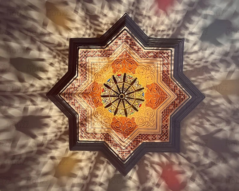 Colorful Handmade Pendant Light - Moroccan Copper Brass and Glass lampshade - hanging pendant Moroccan Lamp, small chandelier