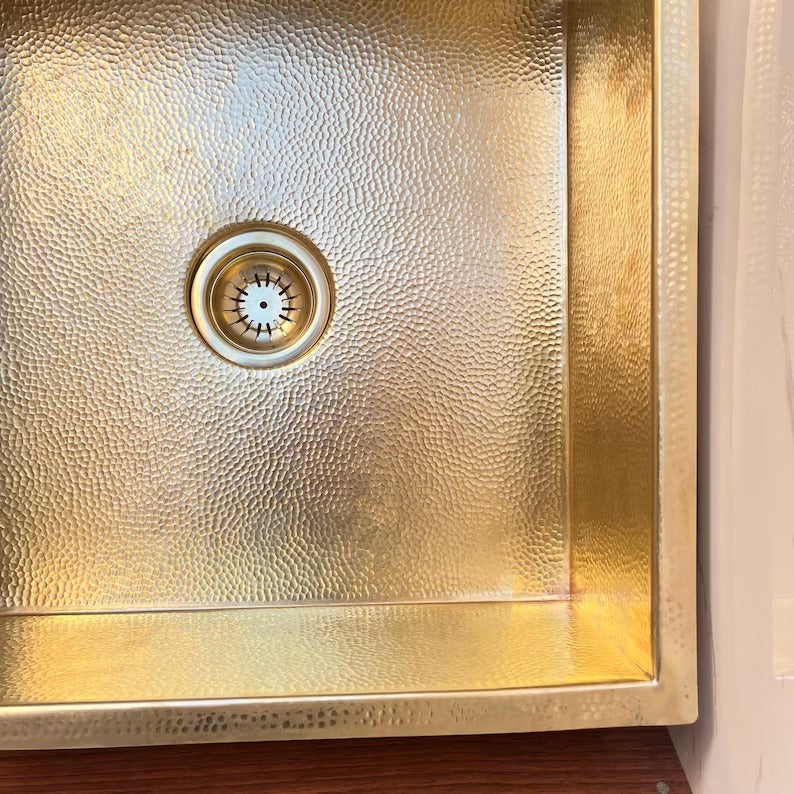 Luxury handmade hammered brass sink for kitchen Bar Sink, Island Sink, Outdoor Sink, The drain for free