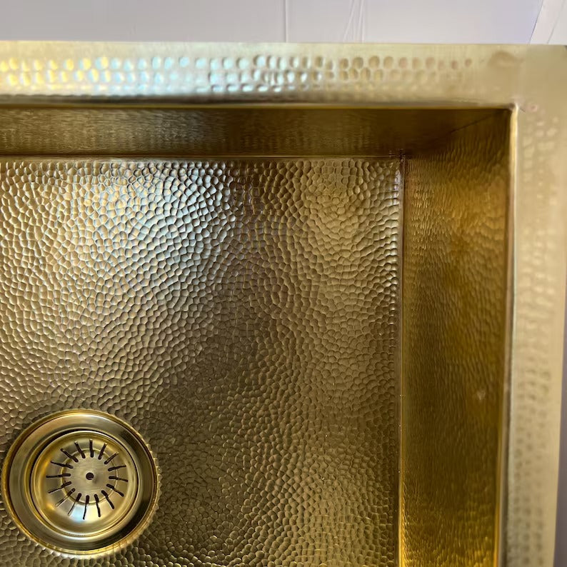 Luxury handmade hammered brass sink for kitchen Bar Sink, Island Sink, Outdoor Sink, The drain for free